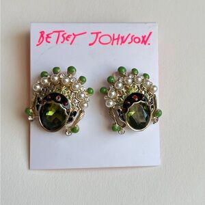 Betsey Johnson Green and Black Gemstone Earrings